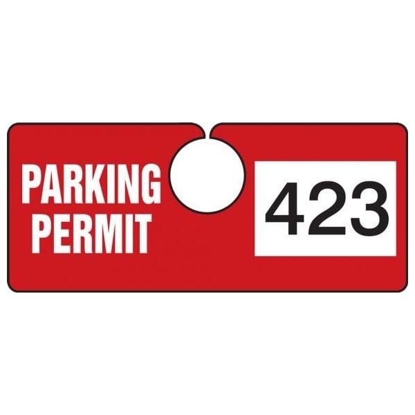 Accuform Parking Permit Tag, Numbered 900-999, Red, 2in x 4.75in, Laminated PF-Cardstock, 100PK TNT423RDK - main